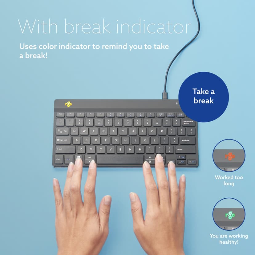 R-Go Tools Compact Break Ergonomic Trådløs Hollandsk Tastatur
