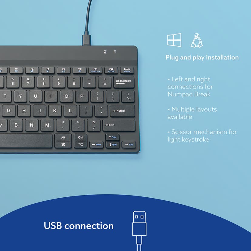 R-Go Tools Ergonomic Keyboard Nordic Wired Langallinen Pohjoismainen