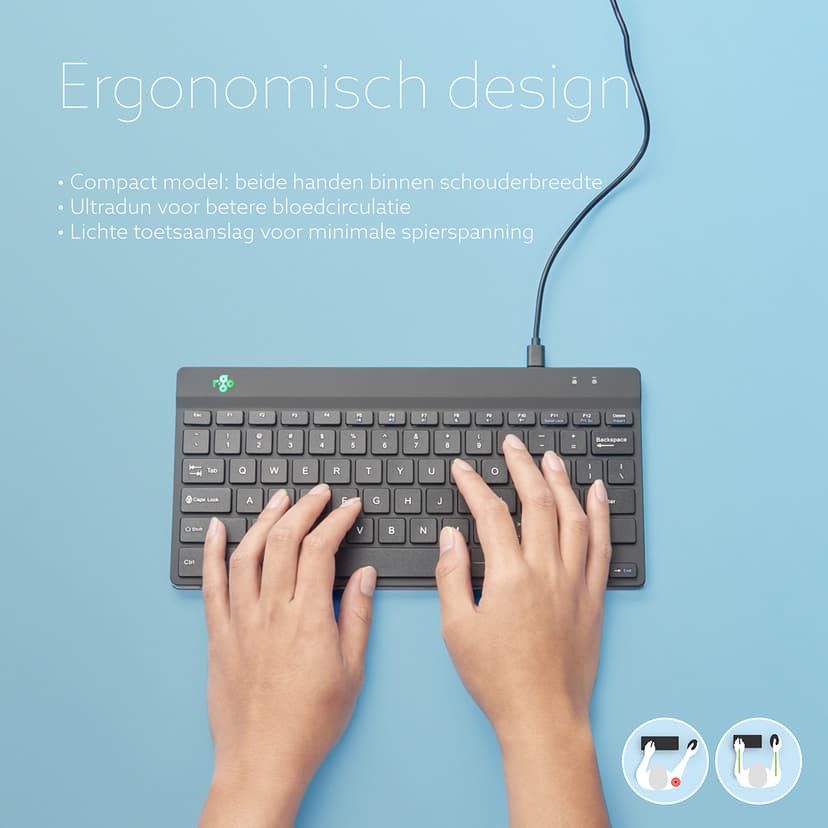 R-Go Tools Compact Break Ergonomic Kabel Nordisk Tangentbord