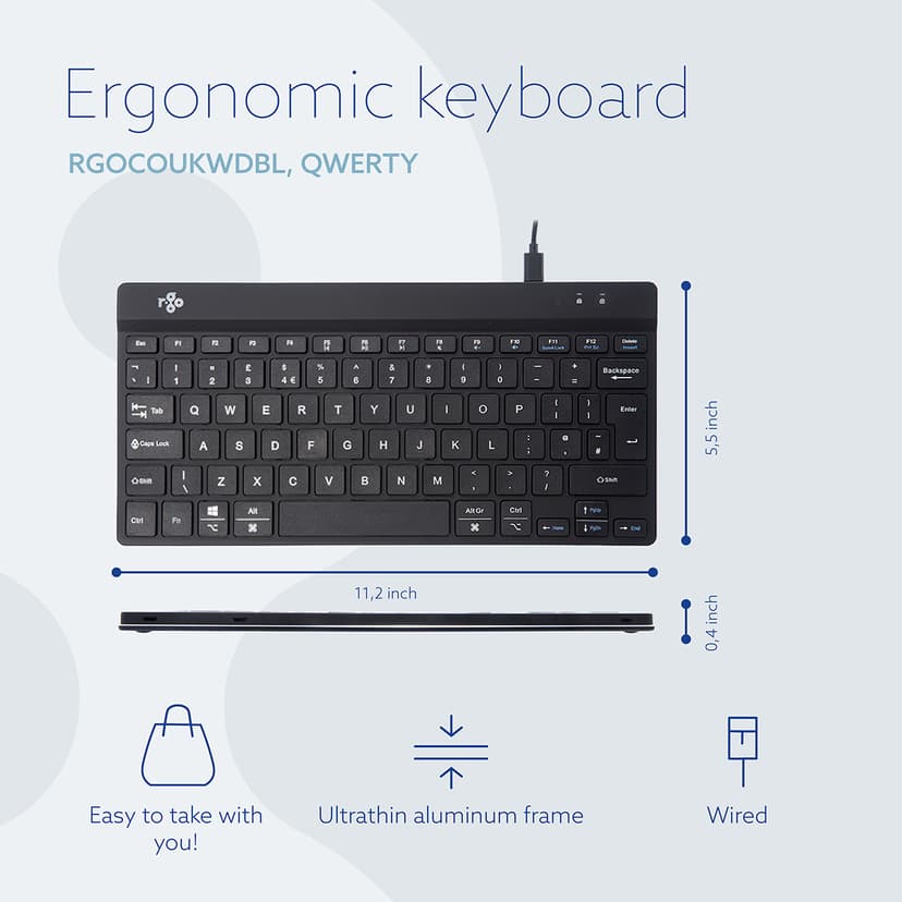 R-Go Tools Ergonomic Keyboard Nordic Wired Langallinen Pohjoismainen