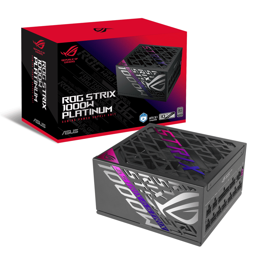 ASUS ROG STRIX-1000P-GAMING strømforsyningsenhet 1000 W 20+4 pin ATX ATX Sort, Sølv 1000W ATX 80 PLUS Platinum