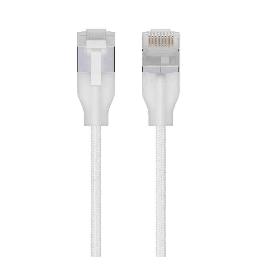 Ubiquiti Ultra-thin Braided Shielded RJ-45 Cat6a 2m. Gennemsigtig, Hvid