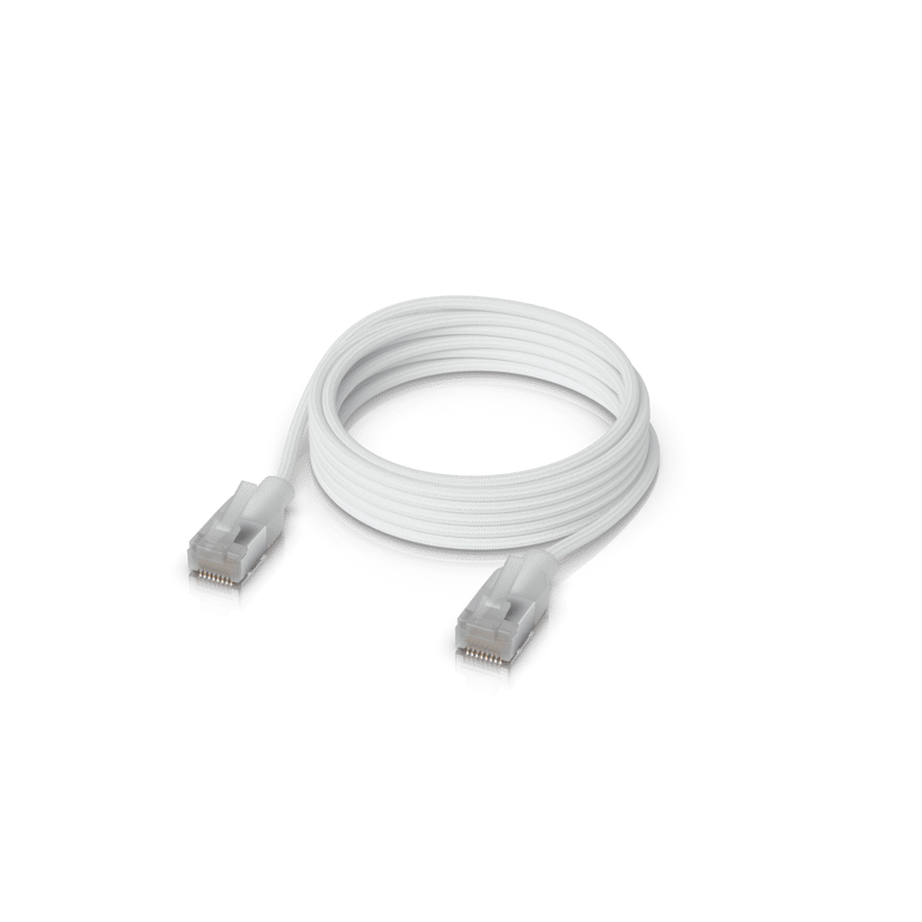 Ubiquiti Ultra-thin Braided Shielded RJ-45 Cat6a 2m. Gennemsigtig, Hvid