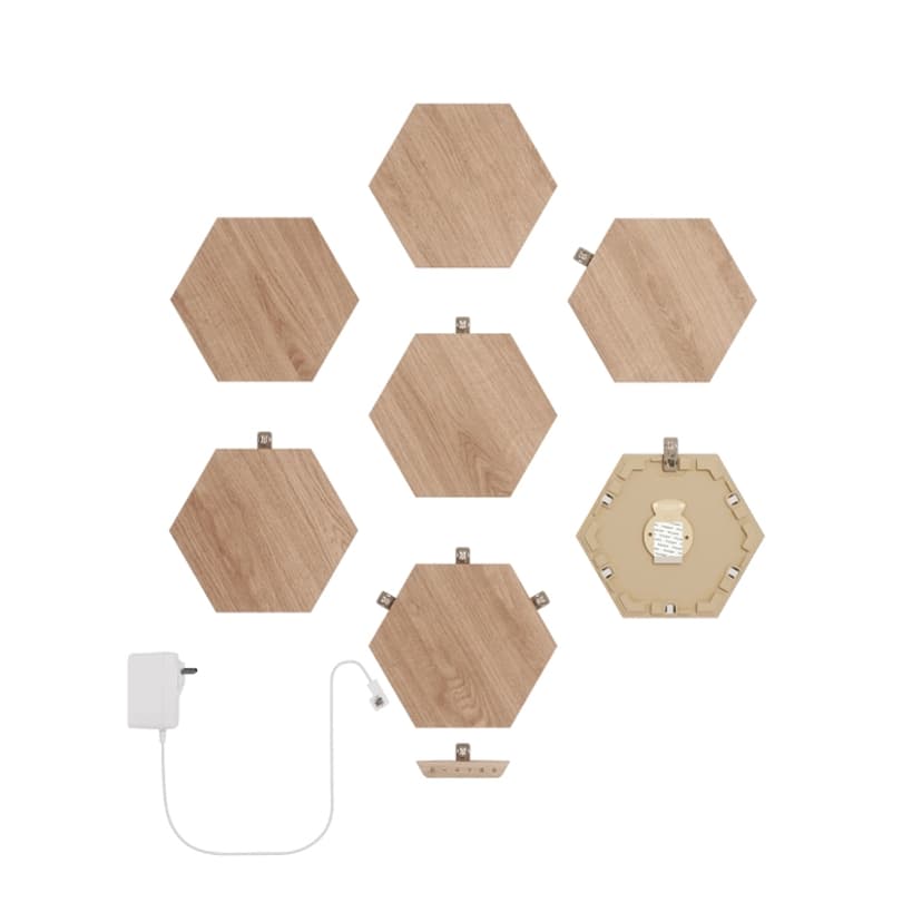 Nanoleaf Elements Wood Lock Hexagons startpakke med 7 paneler
