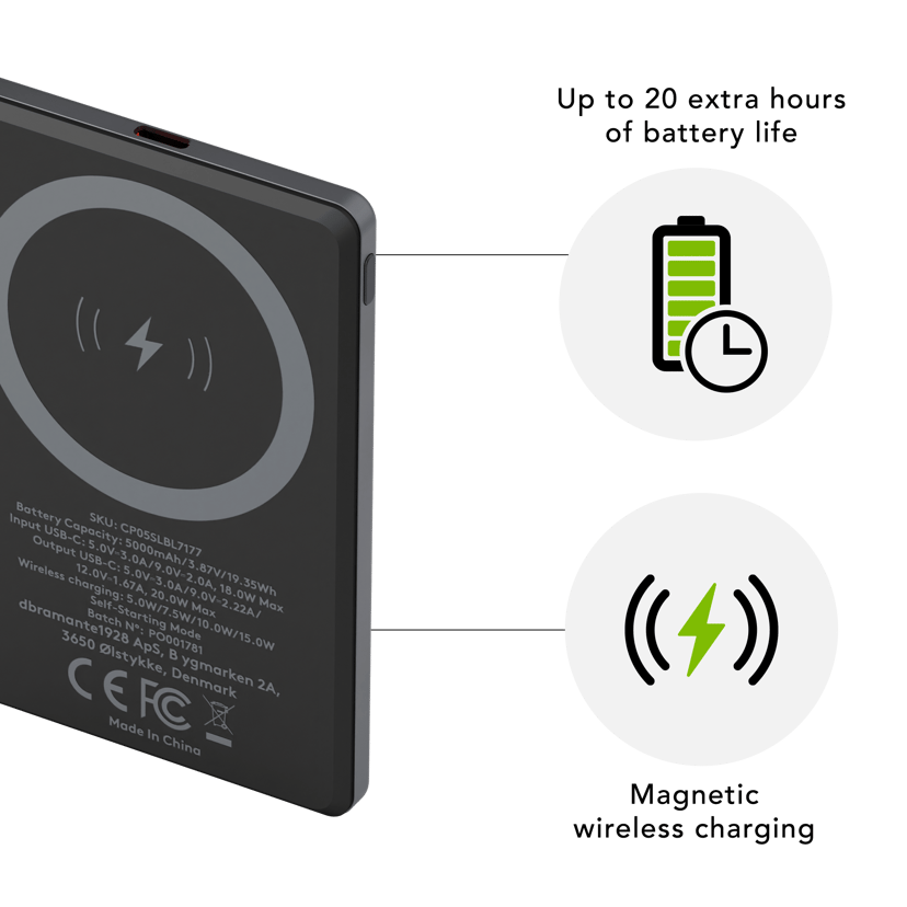 dbramante1928 re-charge MagSafe battery pack 5000mAh Grå