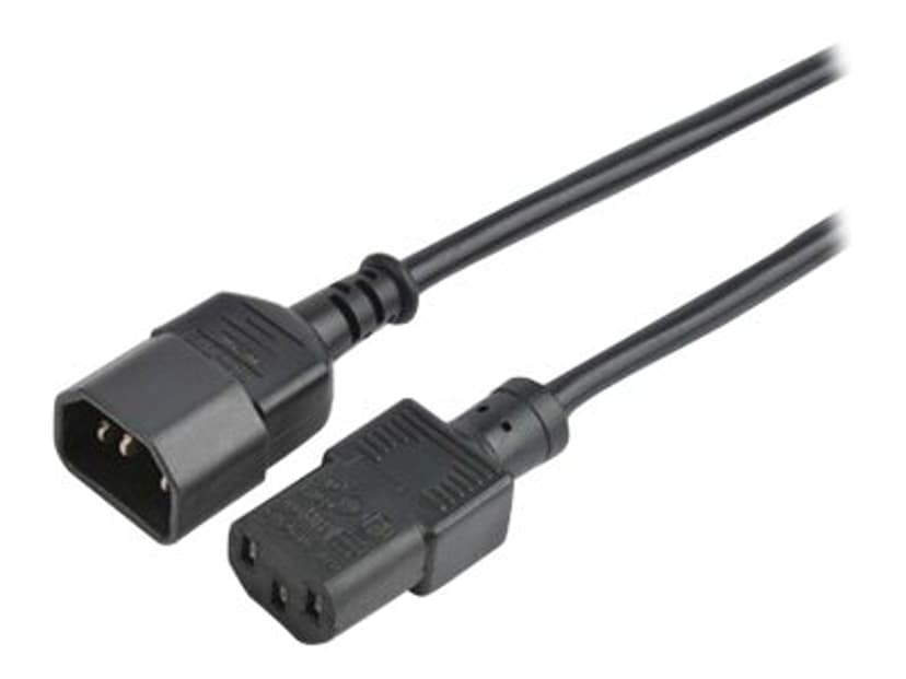 Prokord Förlängningskabel för ström 0.5m C14 coupler C13 coupler Svart