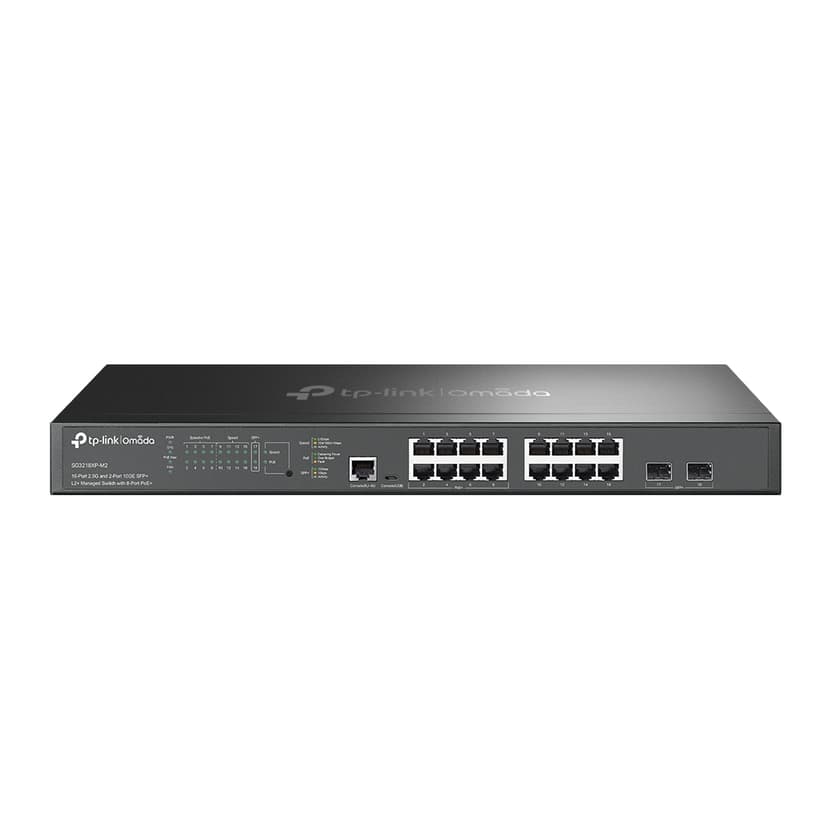 TP-Link Omada 16-Port 2.5G och 2-Port 10GE SFP+ L2+ Hanterad Switch med 8-Port PoE+