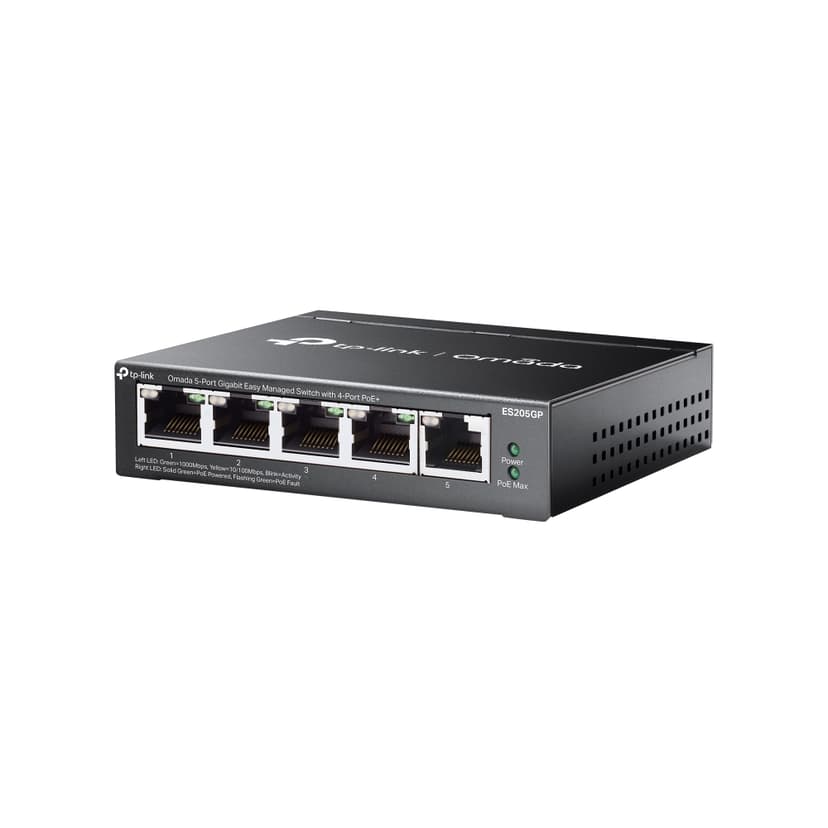 TP-Link Omada ES205GP Managed L2 5-Port 4x1 GB PoE 1xGB Svart