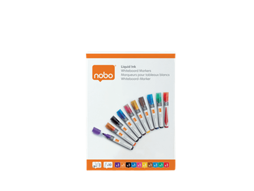 Nobo Pennor Flytande Bläck Kulspets Mixade Färger 10st - Whiteboard