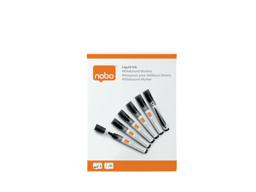 Nobo Pennen Vloeibaar Inkt Meestalpunt 4mm Zwart 10st - Whiteboard