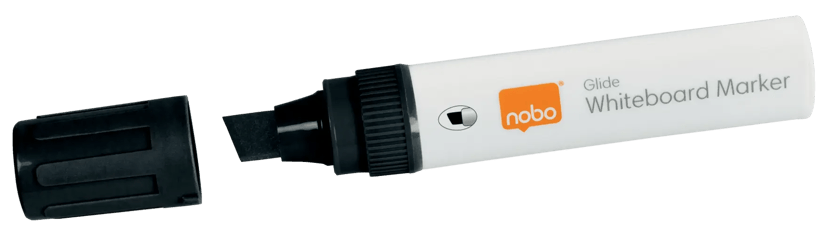 Nobo Pennor Glide Flydende Blæk Stor Mejselspids 10mm Sort 4stk - Whiteboard
