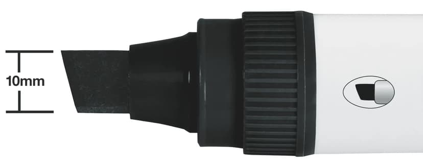 Nobo Pennor Glide Flydende Blæk Stor Mejselspids 10mm Sort 4stk - Whiteboard