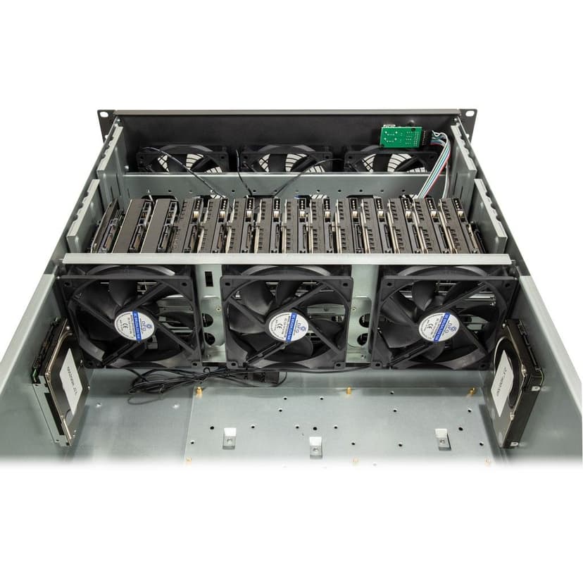 Inter-Tech 4F28 Mining Rack 4U 19" Rack Silver, Svart