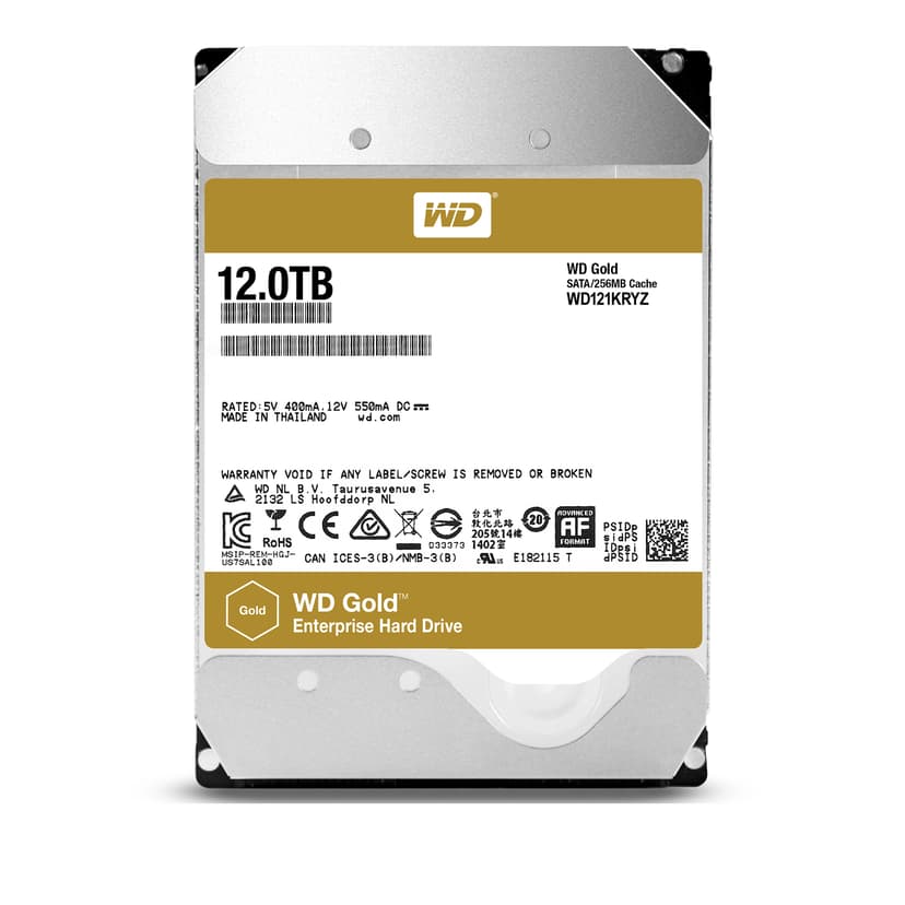 WD Gold 12TB 3.5" 7200r/min SATA 6.0 Gbit/s Harddisk