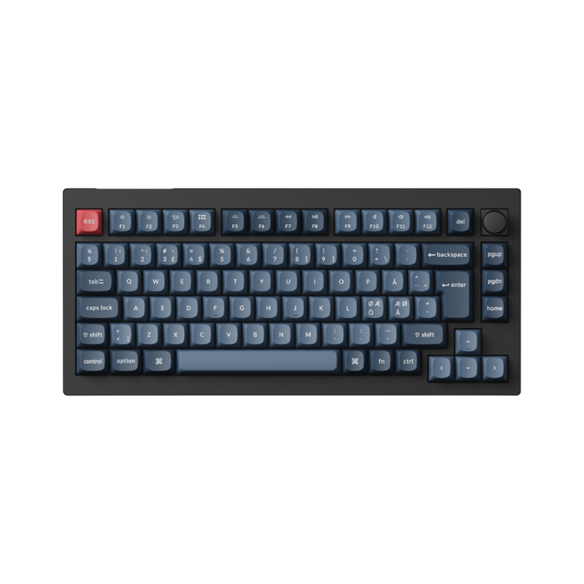 Keychron V1 Max Knob Carbon Back Kablet og trådløst Gateron Jupiter Banana Nordisk