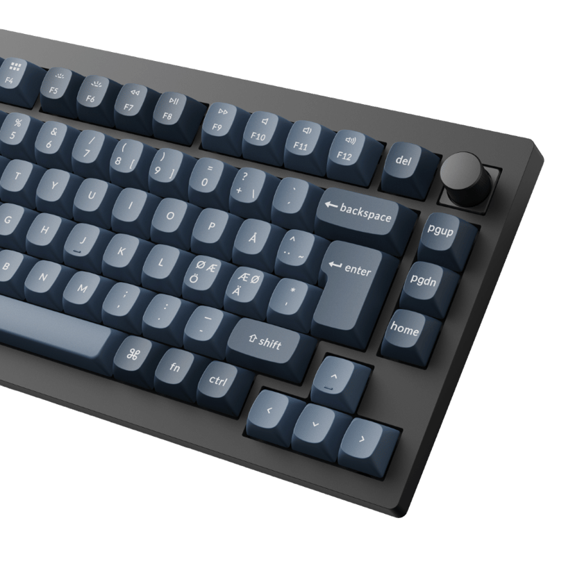 Keychron V1 Max Knob Carbon Back Kablet og trådløst Gateron Jupiter Banana Nordisk
