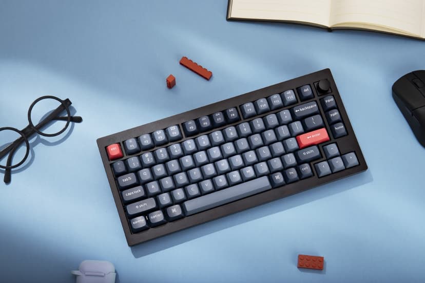 Keychron V1 Max Knob Carbon Back Kablet og trådløst Gateron Jupiter Banana Nordisk