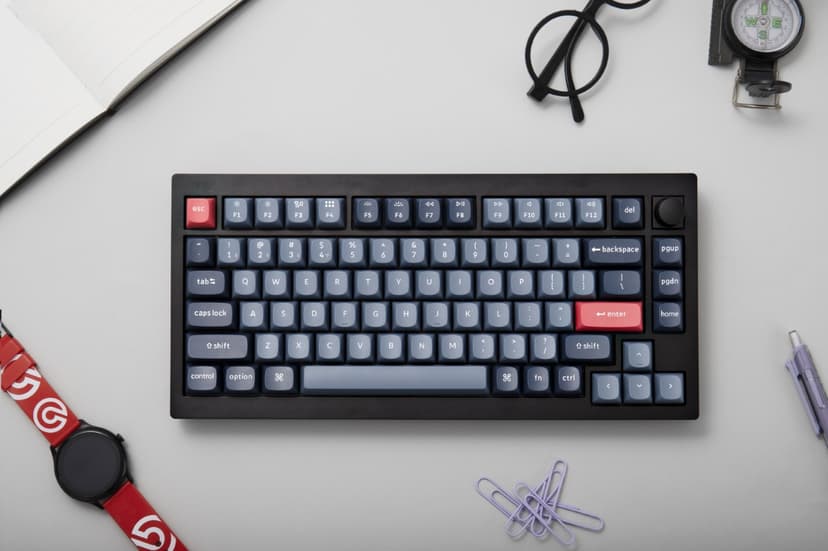 Keychron V1 Max Knob Carbon Back Kablet og trådløst Gateron Jupiter Banana Nordisk