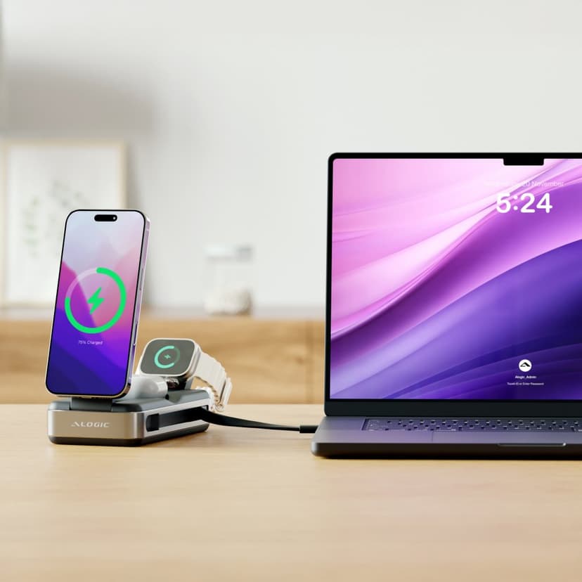 Alogic Roam Powerbank Qi2 100w 21000, 77mAh Sort