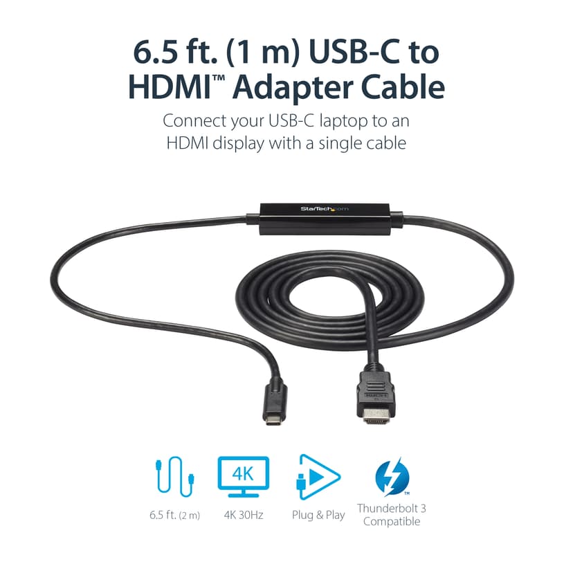 Startech USB-C to HDMI Adapter ekstern videoadapter 1m USB-C HDMI Sort