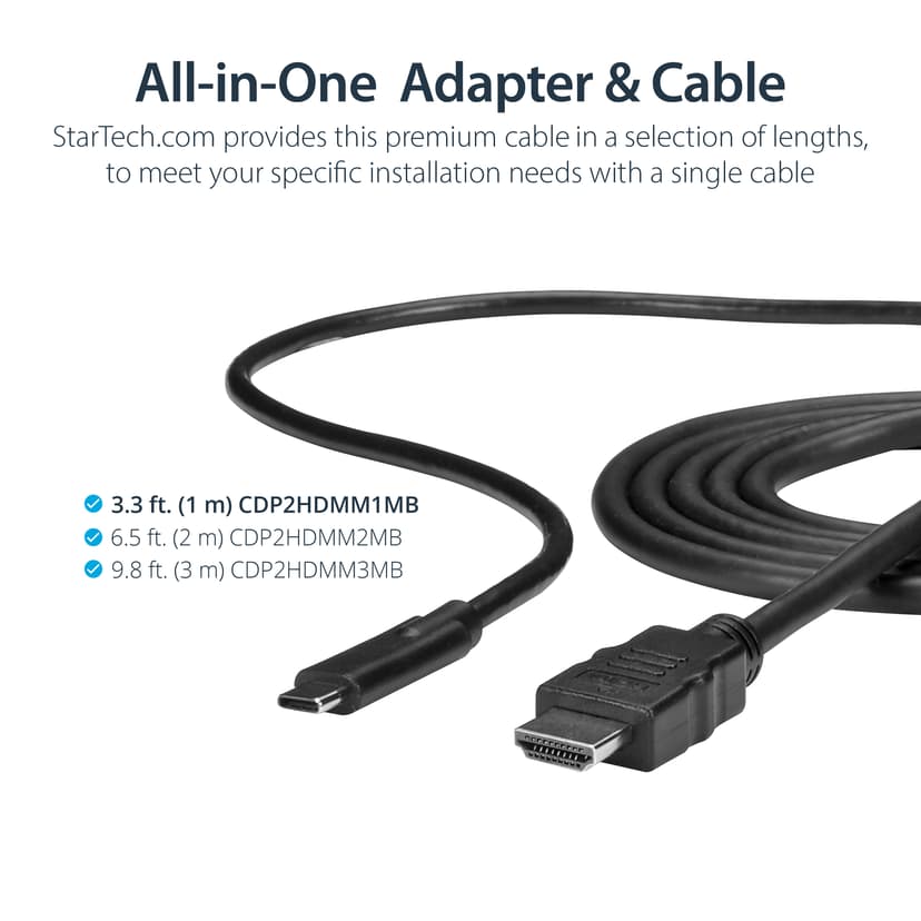 Startech USB-C to HDMI Adapter ekstern videoadapter 1m USB-C HDMI Svart