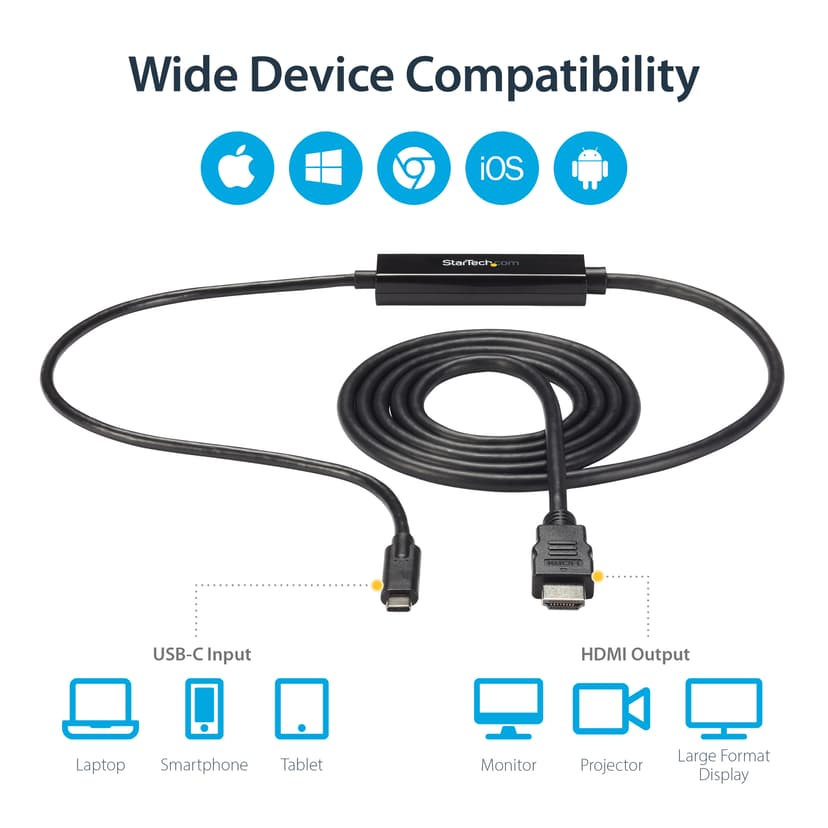Startech USB-C to HDMI Adapter ekstern videoadapter 1m USB-C HDMI Sort