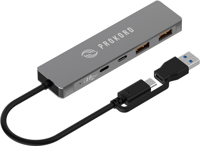 Prokord USB 3.2 Gen 2-hub - 4-porte USB-A og USB-C, 10 Gbps