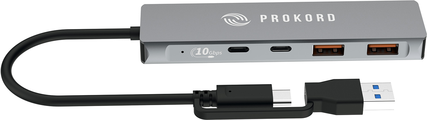 Prokord USB 3.2 Gen 2-hub - 4-porter USB-A og USB-C, 10 Gbps