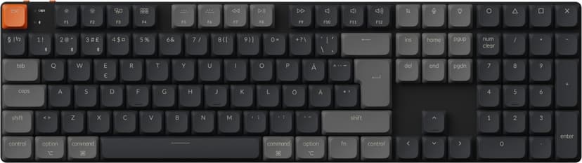 Keychron K5v2 RGB Aluminum Hot Swap QMK Kablet og trådløs Keychron Low Profile 2.0 Brown Nordisk