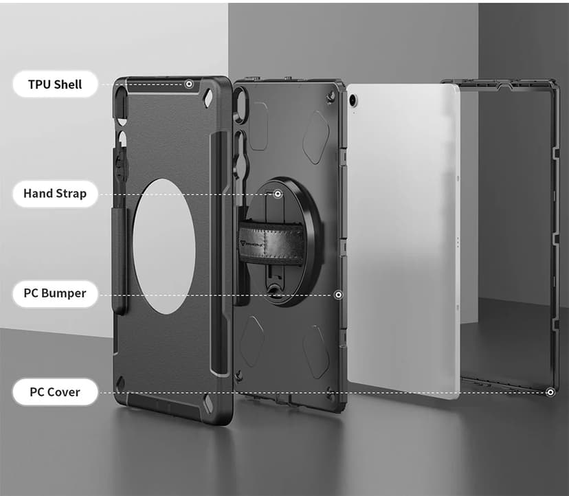 Armor-X Rainproof Military Grade Rugged Case With Hand Strap And Kick-stand Samsung Galaxy Tab S10 FE+ Sort
