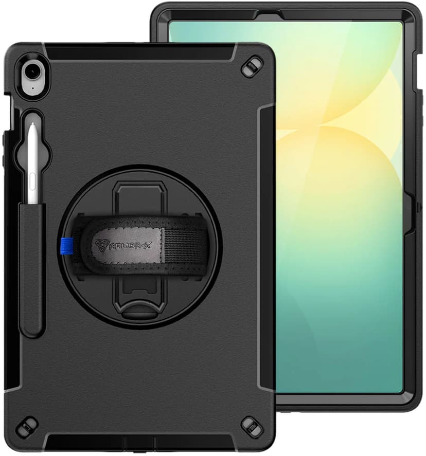 Armor-X Rainproof Military Grade Rugged Case With Hand Strap And Kick-stand Samsung Galaxy Tab S10 FE+ Musta