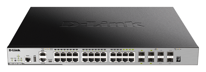 D-Link DGS-3630-28PC/SI nettverkssvitsj Håndtert L3 Gigabit Ethernet (10/100/1000) Strøm over Ethernet (PoE) Sort, Grå
