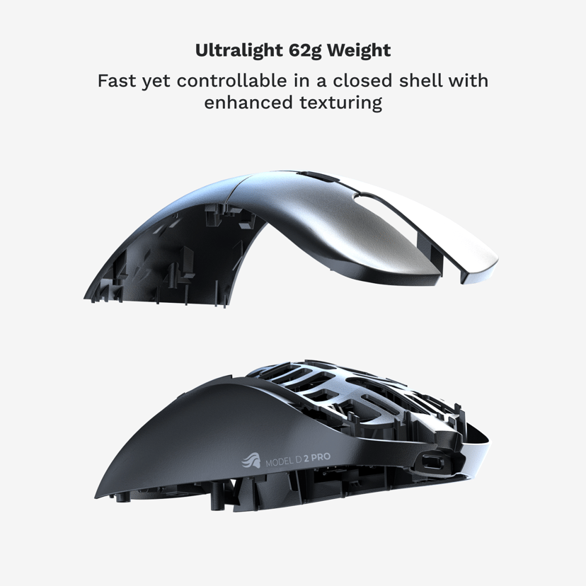 Glorious Gaming Model D 2 PRO Wireless datamus Spilling Høyre hendt RF kabel-fri Optisk 26000 DPI RF kabel-fri