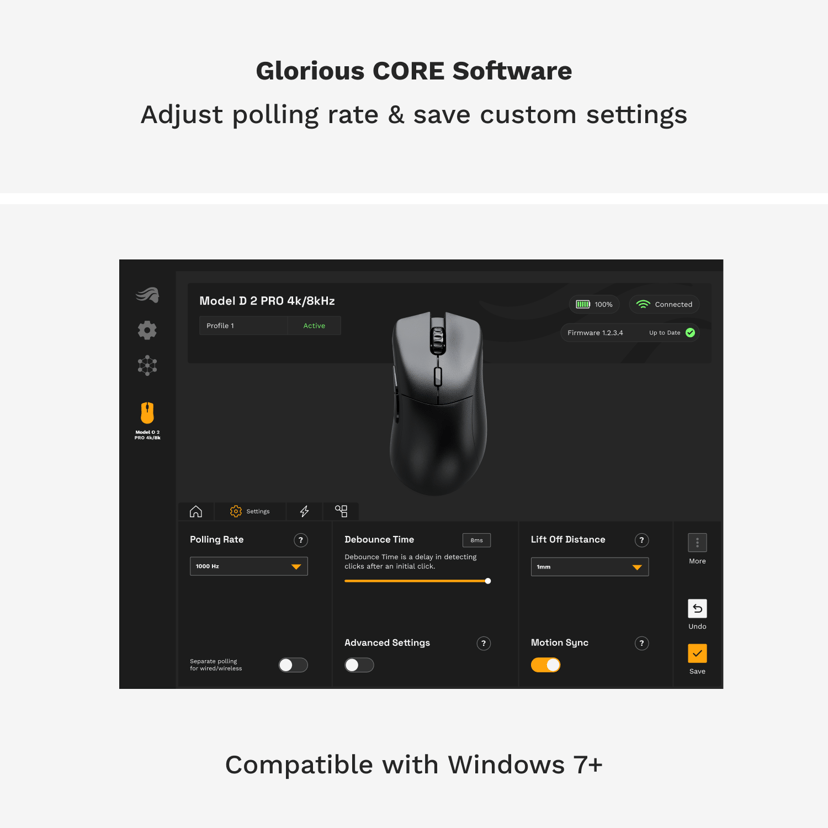 Glorious Gaming Model D 2 PRO Wireless datamus Spilling Høyre hendt RF kabel-fri Optisk 26000 DPI RF kabel-fri