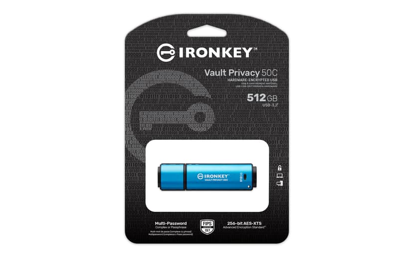 Kingston Ironkey Vault Privacy 50C 512GB USB-C Svart, Blå