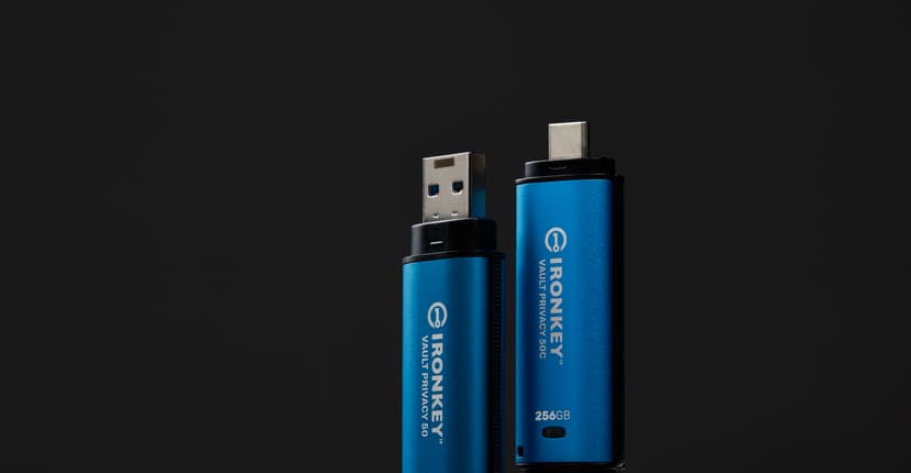 Kingston Ironkey Vault Privacy 50C 256GB USB-C Zwart, Blauw