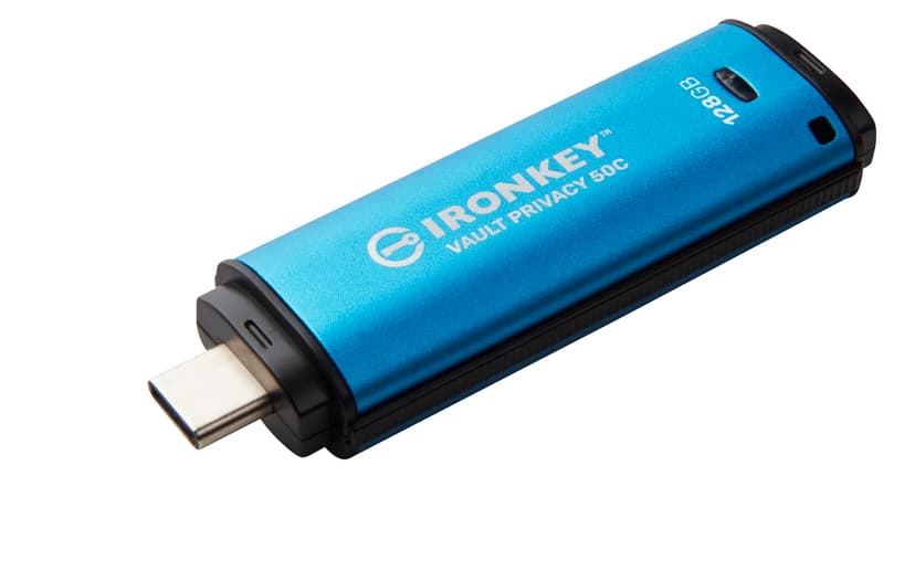 Kingston Ironkey Vault Privacy 50C 128GB USB-C Zwart, Blauw