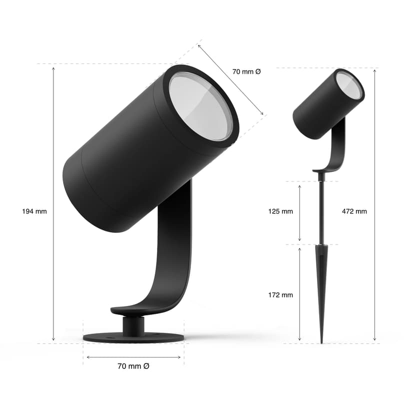 Philips Hue Lily Utomhus Spot Utbyggnadskit Color