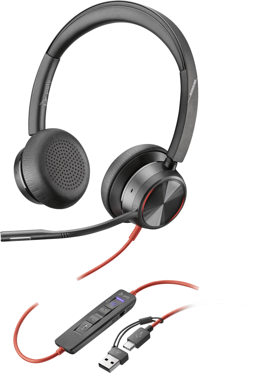 HP Poly Blackwire 8225 Stereo USB Type-C / USB Type-A Microsoft Teams Svart