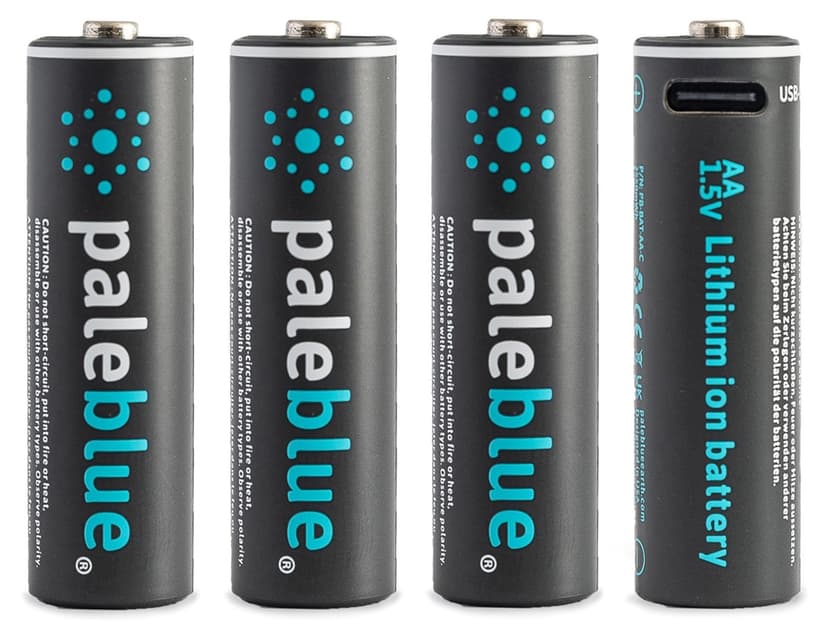 PALE BLUE Uppladdningsbart Batteri AA 4-Pack USB-C