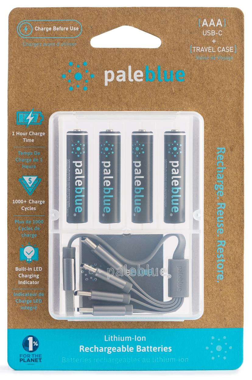 PALE BLUE Uppladdningsbart Batteri AAA 4-Pack USB-C