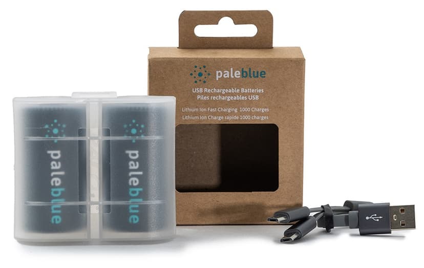 PALE BLUE Uppladdningsbart Batteri D 5000mAh 2-Pack Inkl 2x1 Laddningskabel