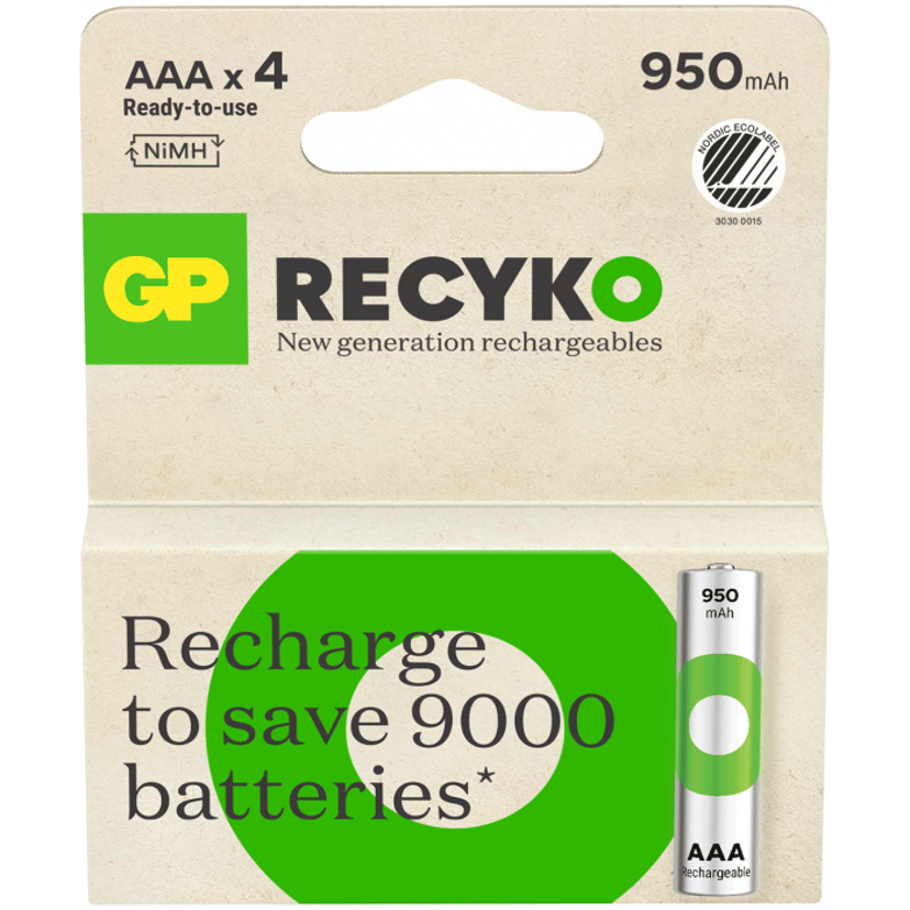 GP Batteri ReCyko 4kpl AAA 1000mAh Ladattavaa akkua