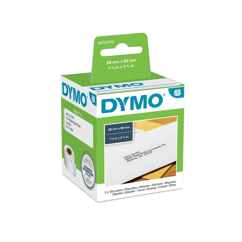 Dymo Etiketti, Osoite 89 x 28mm - LW 2-Pakkaus