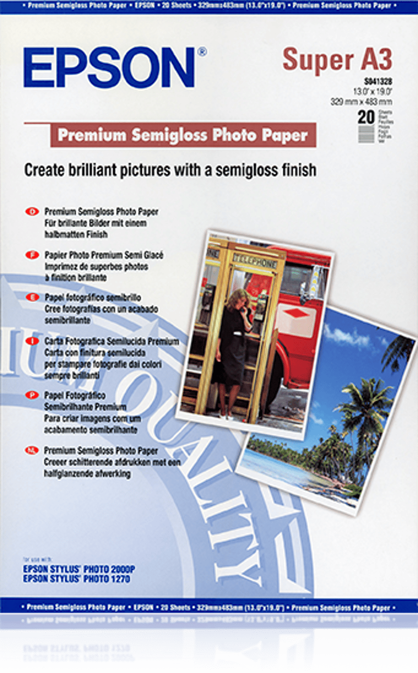 Epson Papper Photo Premium Semi Glossy A3+ 20-ark 250G