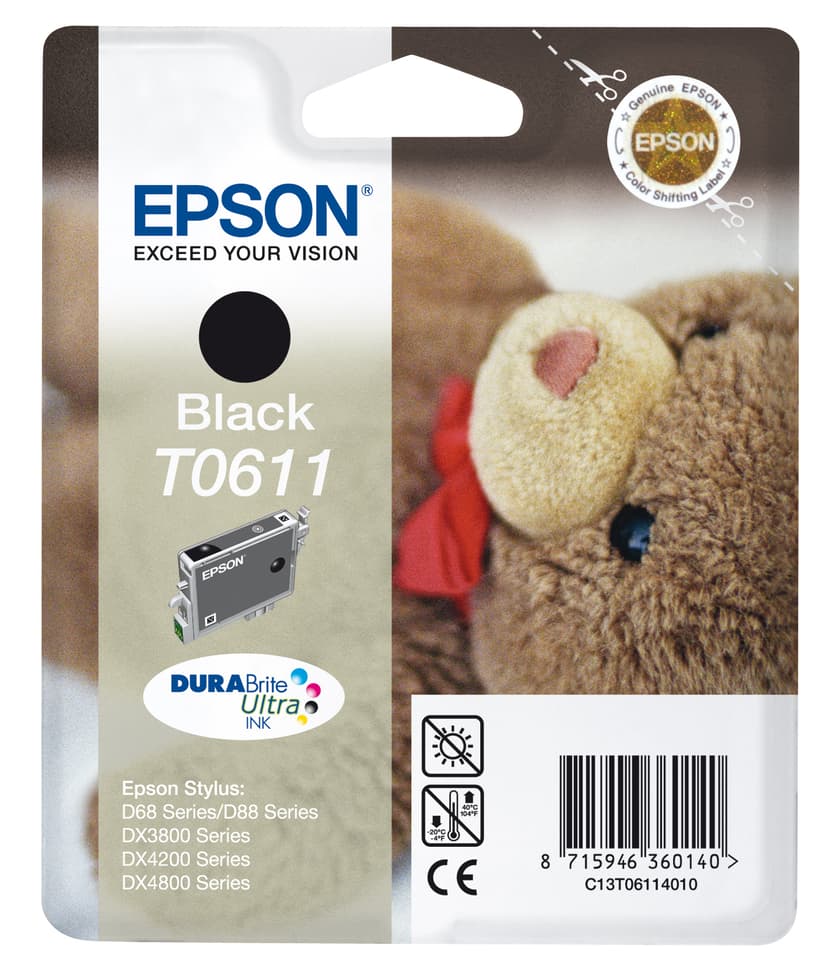 Epson Bläck Svart T0611 D68/D88/DX4800/3800