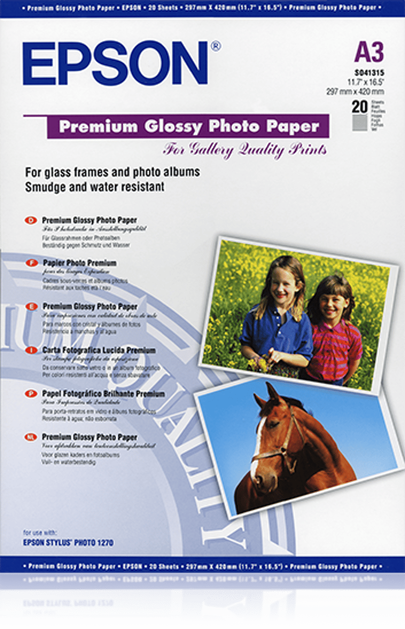 Epson Papper Photo Premium Glossy A3 20-Ark 255g