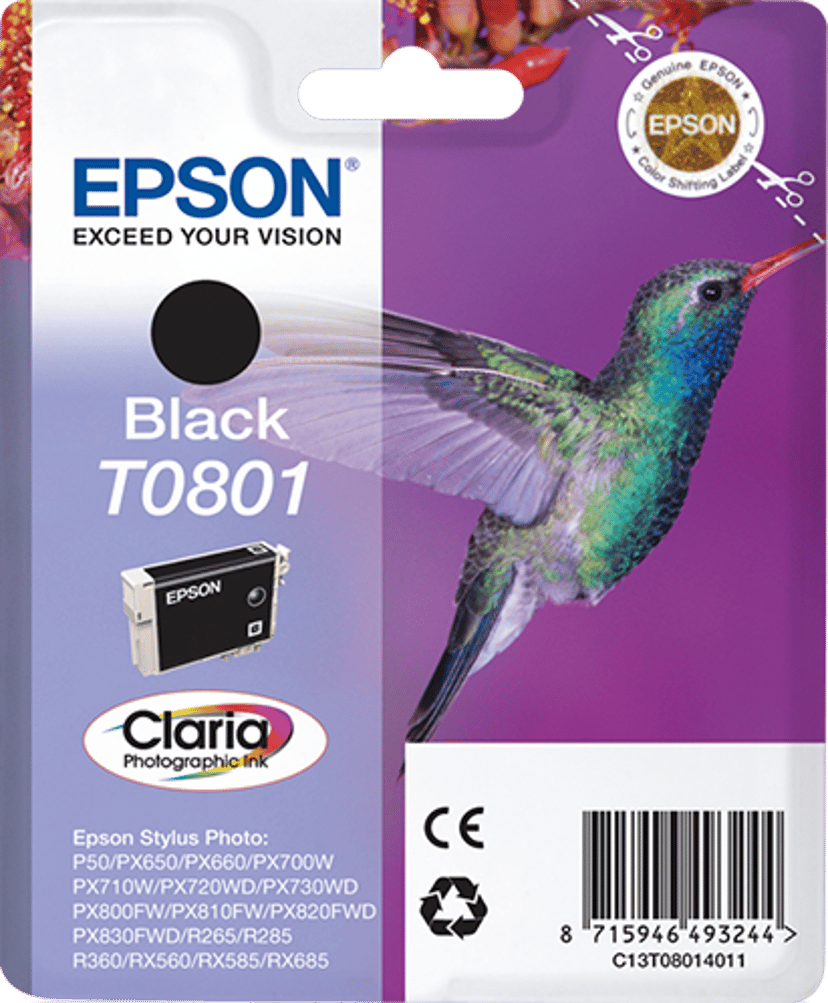 Epson Inkt Zwart T0801 R265/360/RX560