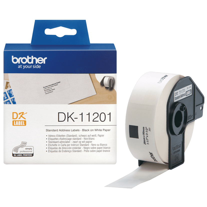 Brother Etikett Papper 29x90mm Svart/Vit