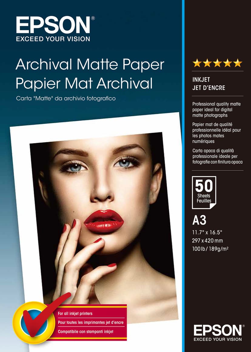 Epson Papir Archival Matt A3 50-ark 192G
